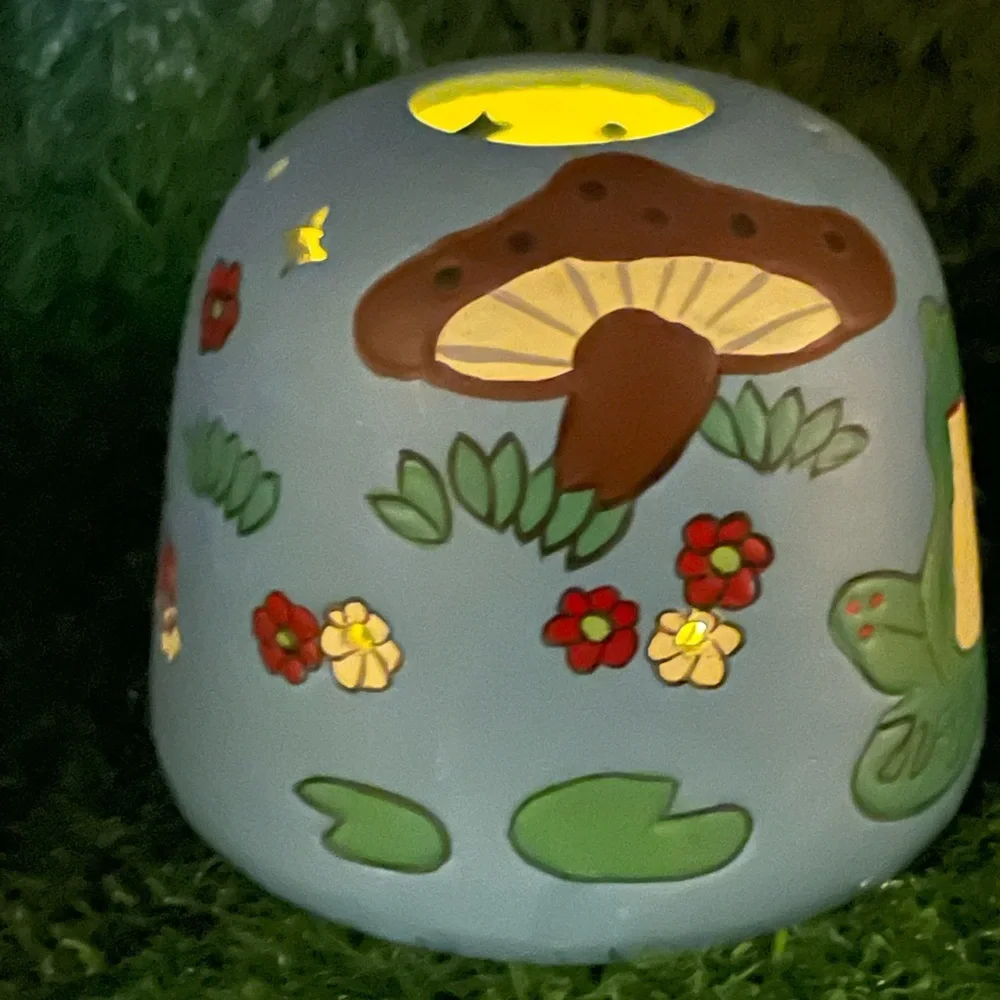 Vintage Hand-painted Ceramic Votive Candle Cover, Frog/Mushroom, EUC - Picture 11 of 11